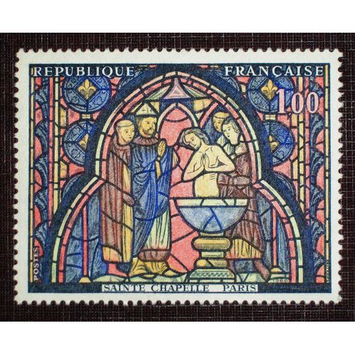 France N° 1492 Neuf Sans Charnière De 1966 - 1f « Vitrail De La Sainte-Chapelle (Le Baptême De Judas) »