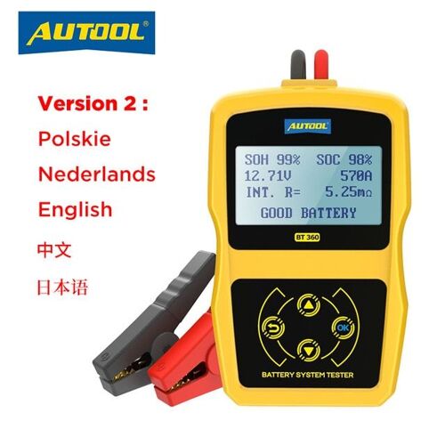 Version 2 Testeur De Diagnostic De Batterie Automobile, 12v, Bt360 Testeur De Batterie Automobile, Analyseur Cca2400 Avec Polonais Russe