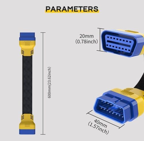 60cm Câble D'extension Obd2 Pour Voiture Épaissie Pour Lancement Idiag/Easydiag/Pro/Pro3/V/Golo/Mdiag/Elm327 Adaptateur De Connecteur Obd 20cm 30cm
