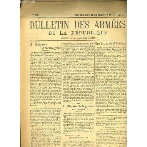 Bulletin Des Armees De La Republque N°98 - A Travers L'allemagne - Une Lettre De M. Poincare - Autour De Palestro - La Situation En Italie - Les Troubles Du Portugal