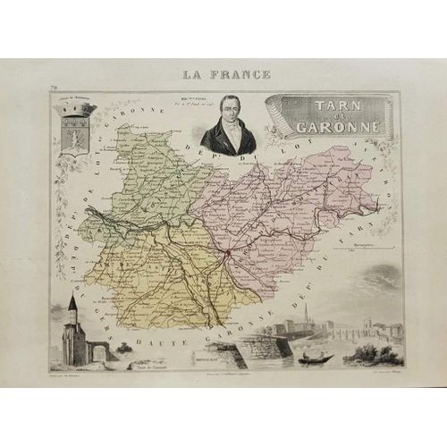 Carte Géographique En Couleur Vuillemin N°79 - Département Du Tarn Et Garonne