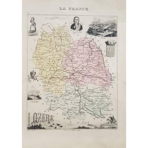 Carte Géographique En Couleur Vuillemin N°47 - Département De La Lozère