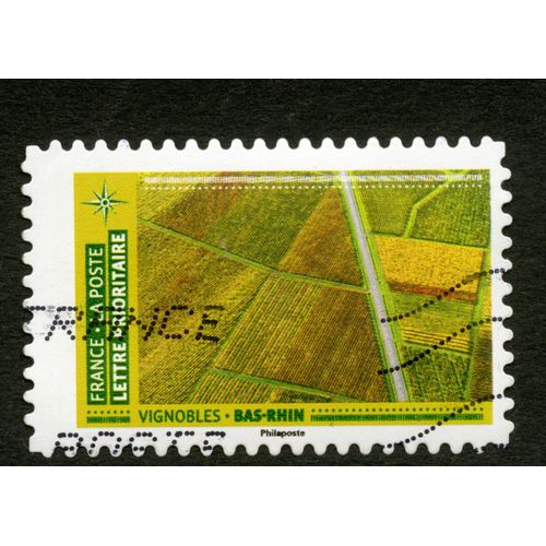 Timbre Oblitéré Vignoble, Bas-Rhin, France, La Poste, Lettre Prioritaire