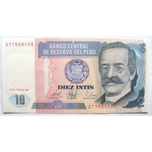 Billet De Banque 10 Intis Du Perou (10 - Diez Intis Banco Central De Reserva Del Perou)
