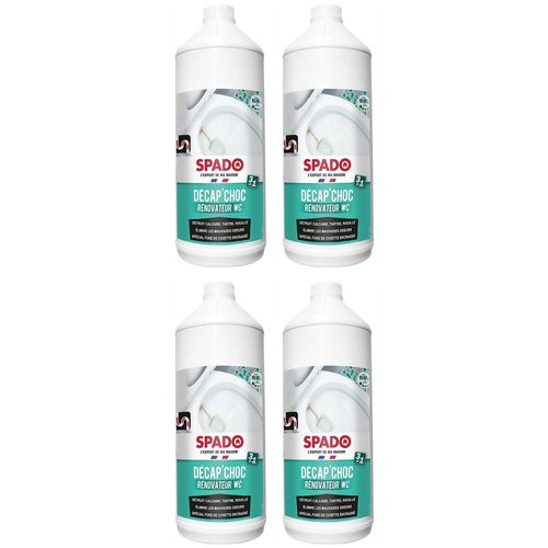 Spado Lot de 4 Flacons 1 l Décap' Choc Rénovateur WC