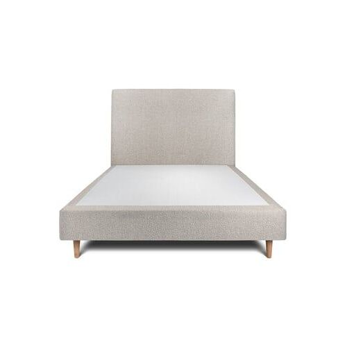 Lit 150x200cm avec tête de lit tapissier bouclette et sommier tapissier gris - Hauteur totale : 35cm