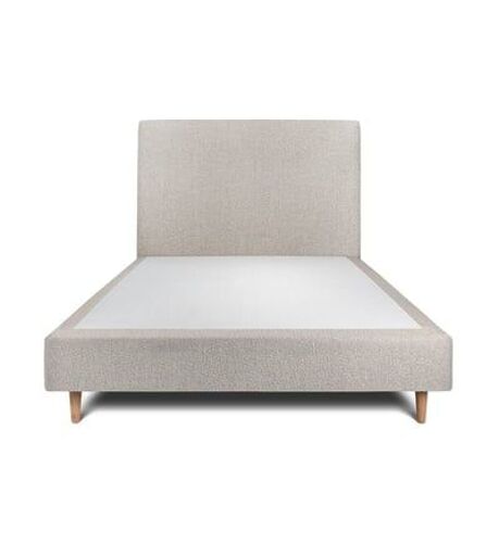 Lit 135x190cm avec tête de lit tapissier bouclette et sommier tapissier gris - Hauteur totale : 35cm