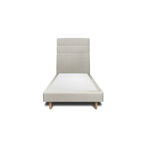 Lit 90x200cm avec tête de lit lignes velours et sommier tapissier taupe - Hauteur totale : 29cm