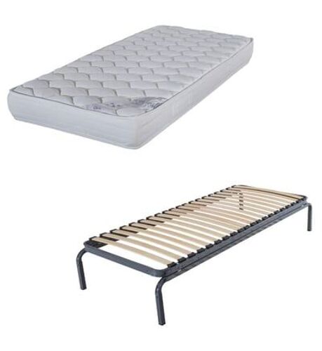 Ebac - Lit métal gigogne + matelas Montana - Blanc
