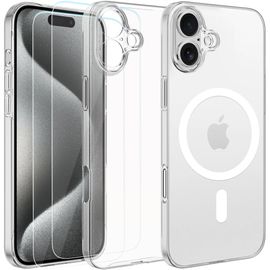 Coque Pour Iphone 16 - 2x Vitre Verre Trempe  Silicone Compatible Magsafe Full Camera