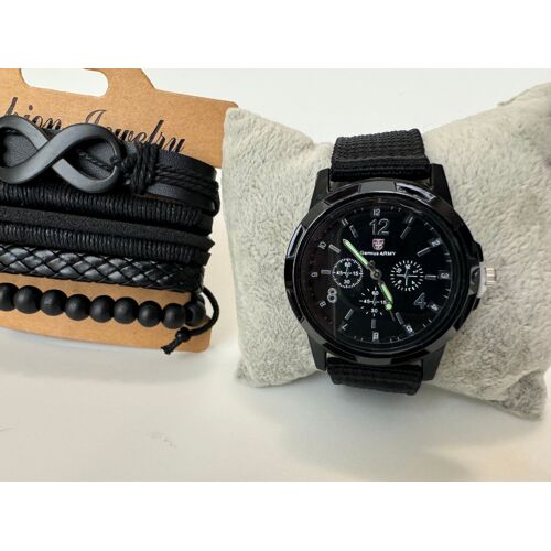 1 Montre À Quartz, 4 Bracelets, 1 Collier- Montre Femme Homme Petit Poignet