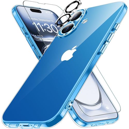 Coque Pour Iphone 16 - 2 Films Verre Trempé 2 Verres Caméra Coque Silicone Gel Ultraslim - Transparent