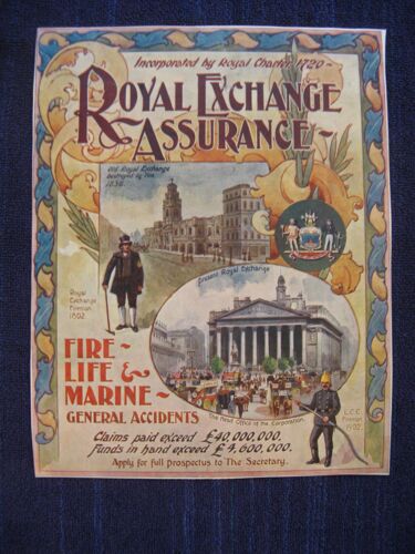 Vers 1910 - Publicité Papier "Royal Exchange Assurance" Au Verso Whiskt