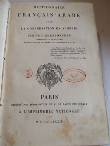 Dictionnaire Français-Arabe Pour La Conversation En Algérie