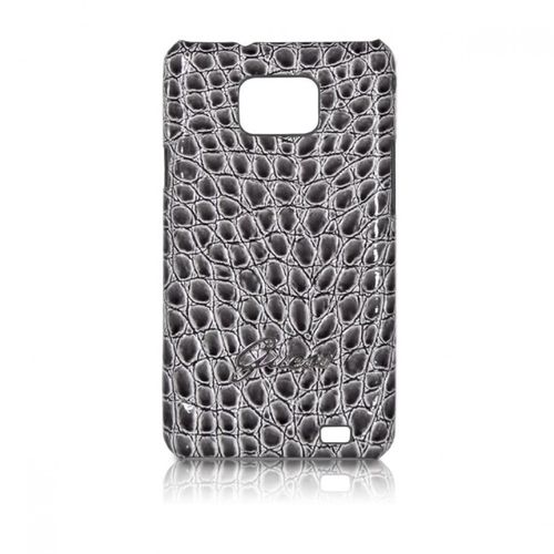 Coque Galaxy S 2 I9100  Rigide Eco Cuir Gris D'origine Guess Façon Croco Samsung Galaxy S2 I9100