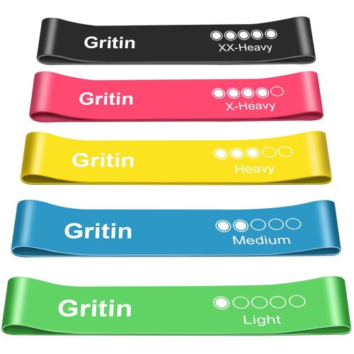 Gritin Bande Élastique Fitness Lot De 5 Bande De Résistance Élastique