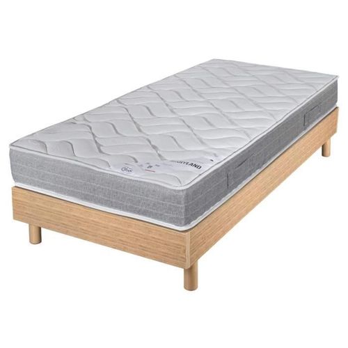Matelas Et Sommier 90x190 Mousse - Maryland - Soutien Ferme - Sommier En Kit - Chêne