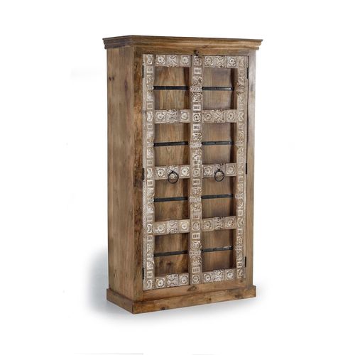 Armoire 2 Portes En Manguier Avec Étagères Intérieures