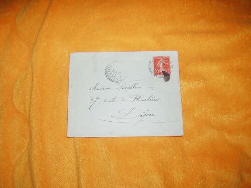 Uniquement Enveloppe De 1913 Sans Texte / Ruffey Les Echirey Vers Dijon / 2 Cachets 2 De Ruffey Les Echirey / + Timbre Type Semeuse 10c. Marron Clair?.