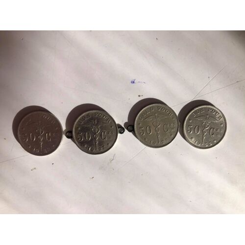 Piece Monnaie Belge Ancienne 50 Centimes Lot De 4