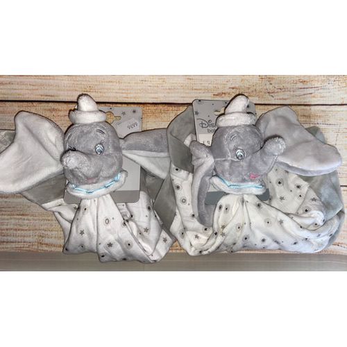 Doudou Elephant Dumbo Blanc Gris Lange Bord Velours Disney Baby Lot De Deux Doudous Jouets Bebe Naissance Peluches Animaux Dessin Anime