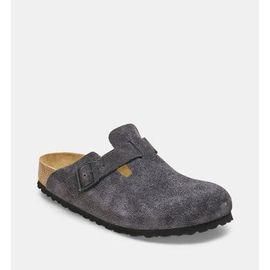 Birkenstock Sabots Boston En Cuir Gris