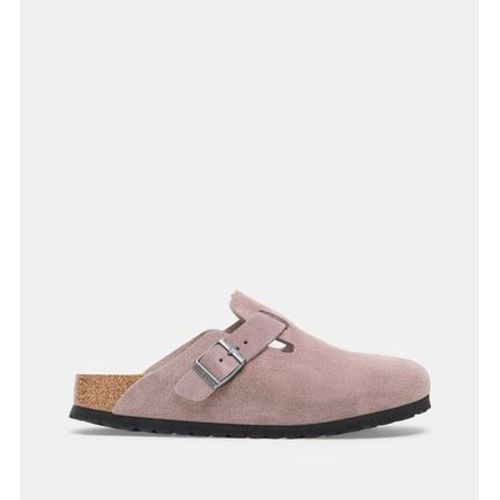 Birkenstock Sabots Plates Boston En Cuir Violet