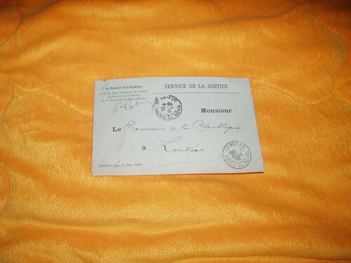 Lettre Carte De 1900 / Le Procureur De La Republique Service De La Justice / St Brieuc Vers Loudeac /  2 Cachets 1 St Brieuc 1 Loudeac.