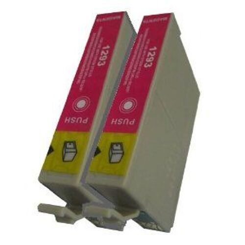 Tonercenter24 - 2 x Epson T1293 Avec Puce Compatible Magenta Cartouche Encre pour EPSON Stylus Office BX525WD, BX320FW, BX305FW, BX625FWD, BX925FWD, BX42WD, BX535WD, BX635FWD, BX935FWD, WF-7015, WF-7525, WF-7515