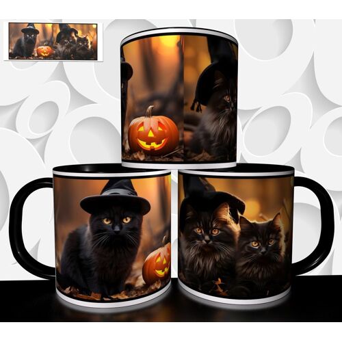 Mug Tasse À Café - Halloween Chat Noir Citrouille 2531