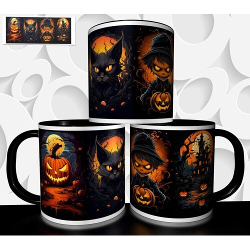 Mug Tasse À Café - Halloween Chat Citrouille Sorcier 2521