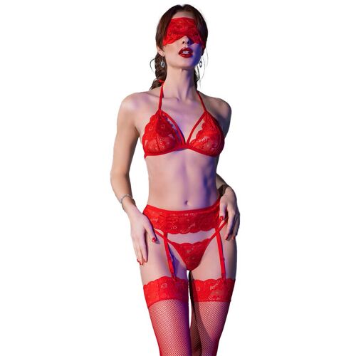 Chilirose - Cr 4467 Ensemble Quatre Pièces Rouge S/M