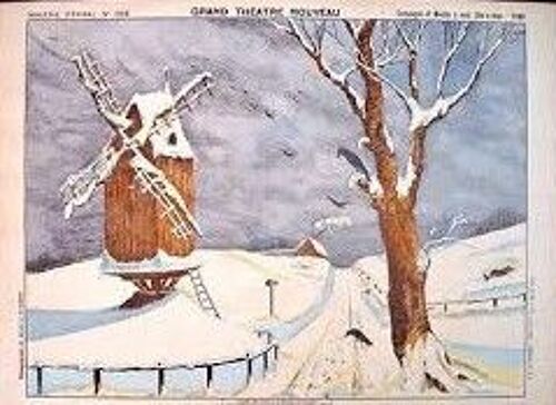 Imagerie D Epinal Pellerin N 1658 Grand Theatre . Campagne Et Moulin A Vent . Fond .54 X 4o Cm