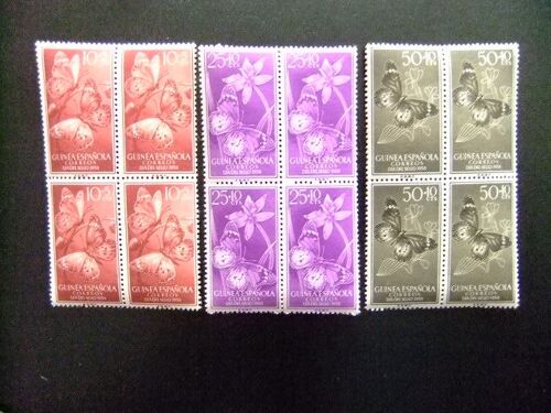 Ar Guinée Espagnole 1958 / Faune Insectes Papillons / Edifil 388 / 390 ** Yvert 403 / 405 Mnh