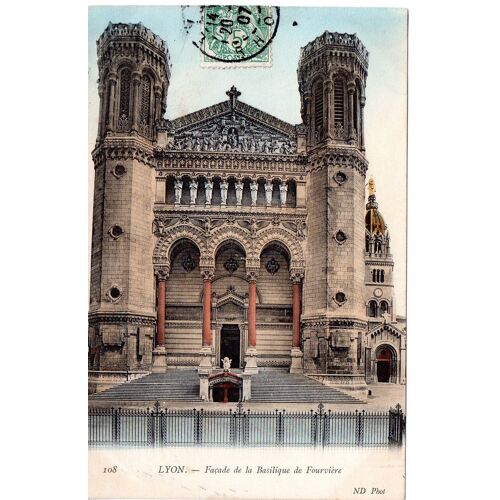 69 Lyon - Carte Ancienne De La Façade De La Basilique De Fourvière