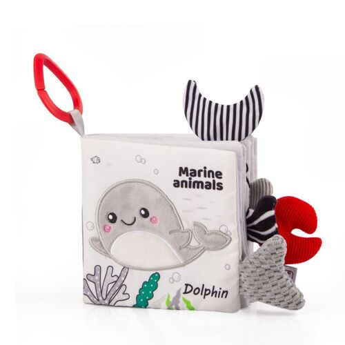 Livre Bebe Tissu,Livre Bébé Eveil,Jouet Educatif Enfant Idée Cadeau Dès La Naissance,Livre Doux Froissé Avec Des Animaux (Océan)