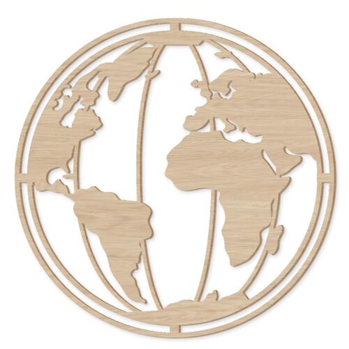 Décoration murale en bois Mappemonde