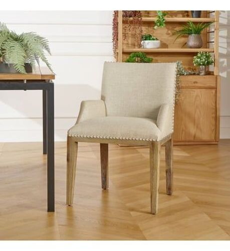 Fauteuil De Table En Hévéa Et Lin Iana