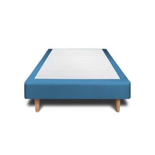 Sommier Tapissier Velours Bleu 90x200 H29cm
