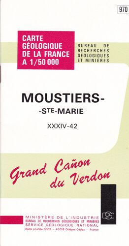 Carte Géologique De La France A 1/50000 Brgm Moustiers Ste-Marie