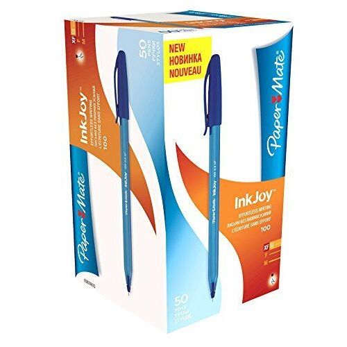 Papermate Inkjoy 100 Cap Ultra Stylo Bille Pointe Extra-Fine Bleu, Lot De 50