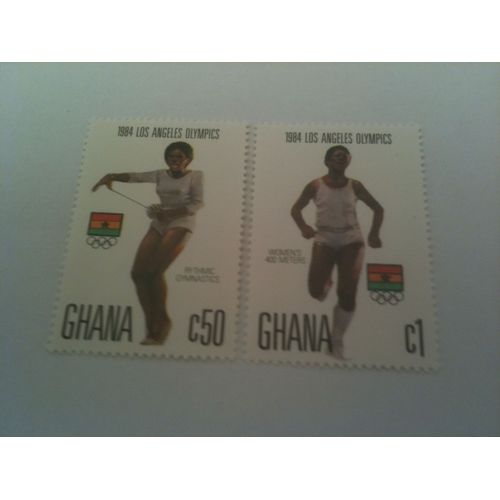 Lot De Deux Timbres Jeux Olympiques Los Angeles 1984 Ghana