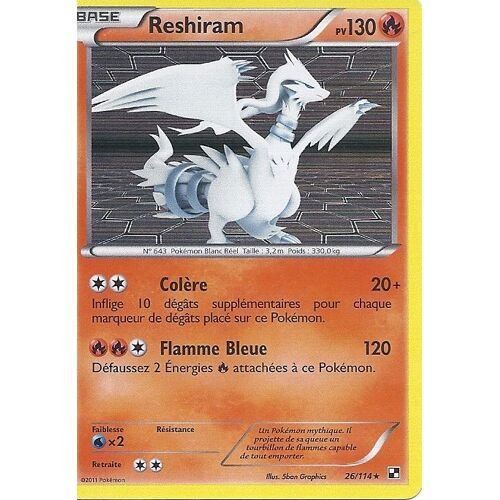 Reshiram Base Holo 'noir&blanc' 130 Pv 26/114
