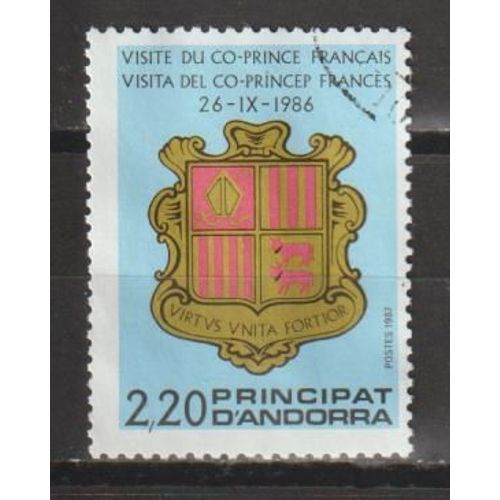 Andorre Français, 1987, Visite Du Co-Prince Français (Armoiries), N°355, Oblitéré.