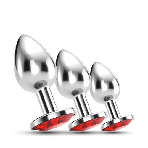 Kit 3 Plugs Bijou Anal Train Trio Rouge - Crushious - Rouge