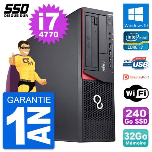 PC Fujitsu Esprimo E920 DT Intel Core i7-4770 RAM 32Go SSD 240Go Windows 10 Wifi