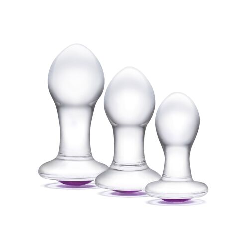 Kit 3 Plugs Anaux En Verre Bling Bling Transparent - Gläs - Transparent