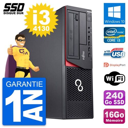 PC Fujitsu Esprimo E920 DT Intel Core i3-4130 RAM 16Go SSD 240Go Windows 10 Wifi