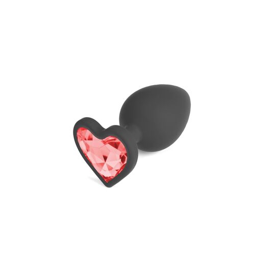 Plug Anal Petit Cuore Avec 4 Strass Coeur Interchangeables Noir - Crushious - Noir