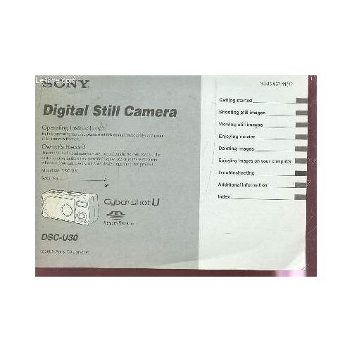 Sony Digital Camera Dsc-U30 - Cyber Shot U.